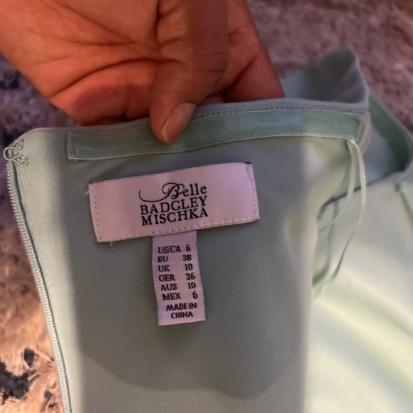 Badgley Mischka Green Off-Shoulder Bodycon Midi Dress - Picture 7 of 8